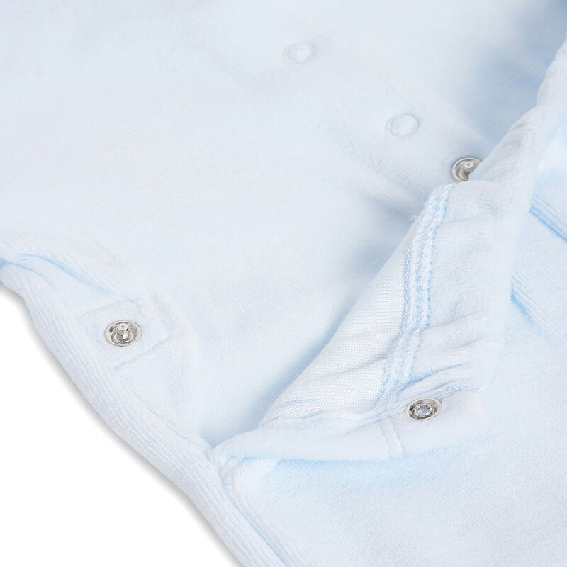 Boys Light Blue Applique Nappy Opening Babysuit image number 3